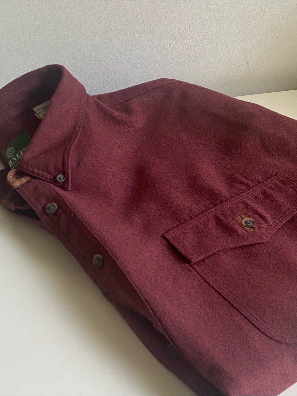 Schnee’s Bozeman, Montana Maroon Button Down Shirt with Leather Trim 3XL Tall